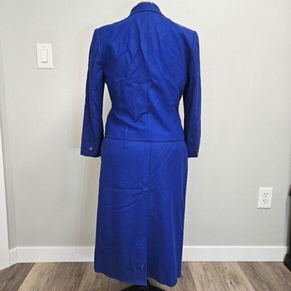 Pendleton Vintage Blue Virgin Wool Skirt Set Women's 10 Made USA Office Siren - Picture 5 of 15